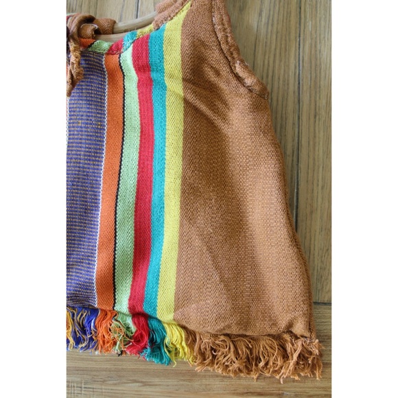 VTG Fringe Hem Wooden Handle Clutch handmade In Philippines - Picture 3 of 7